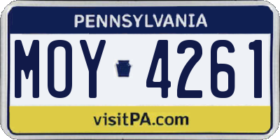 PA license plate MOY4261
