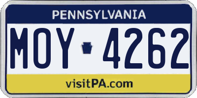 PA license plate MOY4262