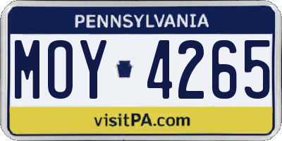 PA license plate MOY4265