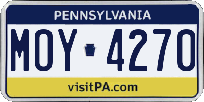 PA license plate MOY4270