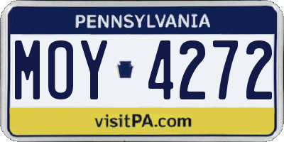 PA license plate MOY4272