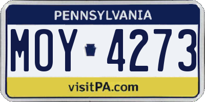 PA license plate MOY4273