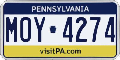 PA license plate MOY4274