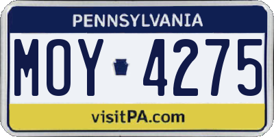 PA license plate MOY4275