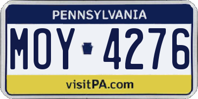 PA license plate MOY4276