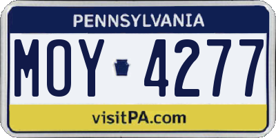 PA license plate MOY4277