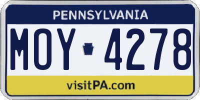 PA license plate MOY4278