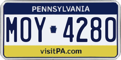 PA license plate MOY4280