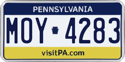 PA license plate MOY4283