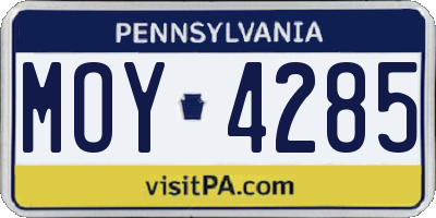 PA license plate MOY4285