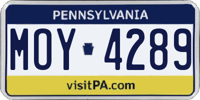 PA license plate MOY4289