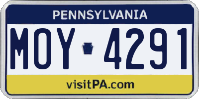 PA license plate MOY4291