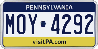 PA license plate MOY4292