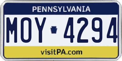 PA license plate MOY4294
