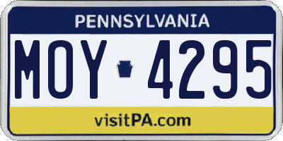 PA license plate MOY4295