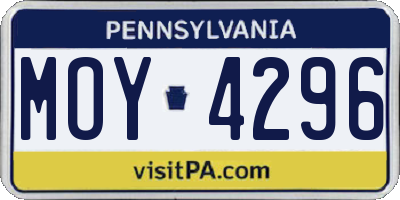 PA license plate MOY4296