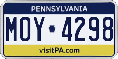 PA license plate MOY4298