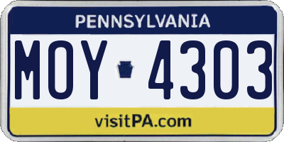 PA license plate MOY4303