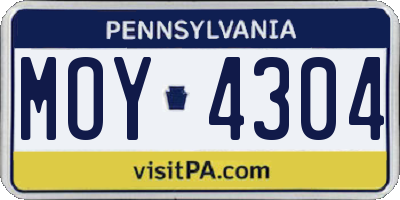 PA license plate MOY4304
