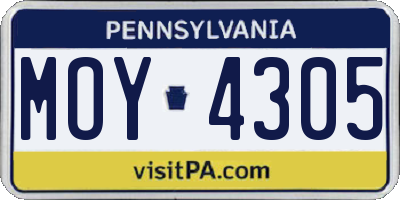 PA license plate MOY4305