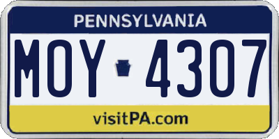 PA license plate MOY4307