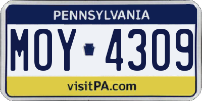 PA license plate MOY4309