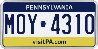 PA license plate MOY4310