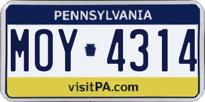 PA license plate MOY4314