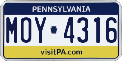 PA license plate MOY4316