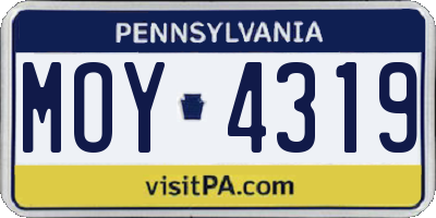 PA license plate MOY4319