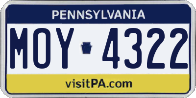 PA license plate MOY4322