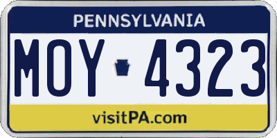 PA license plate MOY4323