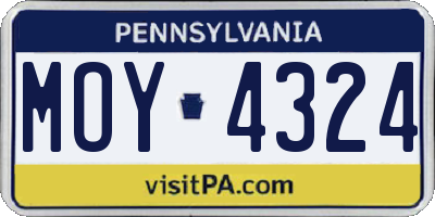 PA license plate MOY4324