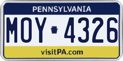 PA license plate MOY4326