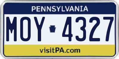 PA license plate MOY4327