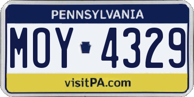 PA license plate MOY4329