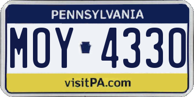 PA license plate MOY4330
