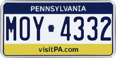 PA license plate MOY4332