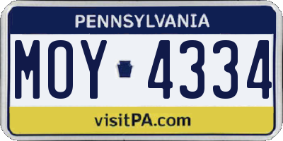 PA license plate MOY4334