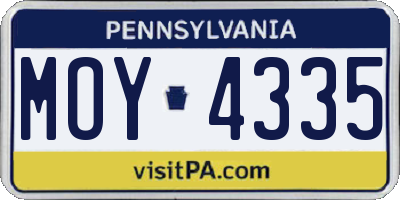 PA license plate MOY4335