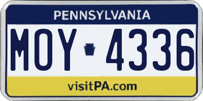 PA license plate MOY4336