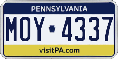PA license plate MOY4337