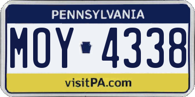 PA license plate MOY4338