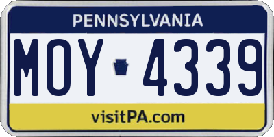 PA license plate MOY4339