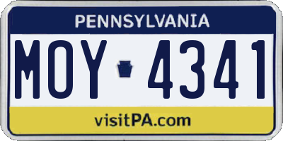 PA license plate MOY4341