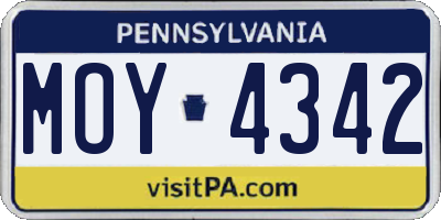 PA license plate MOY4342