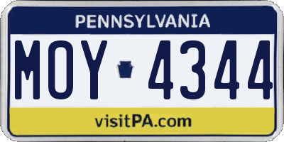 PA license plate MOY4344
