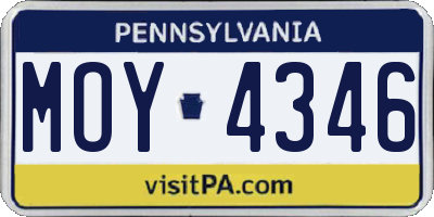 PA license plate MOY4346