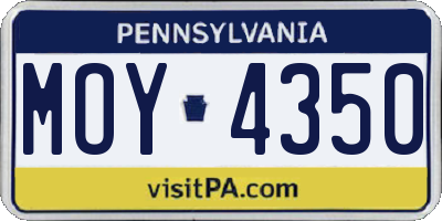 PA license plate MOY4350