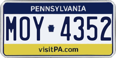 PA license plate MOY4352